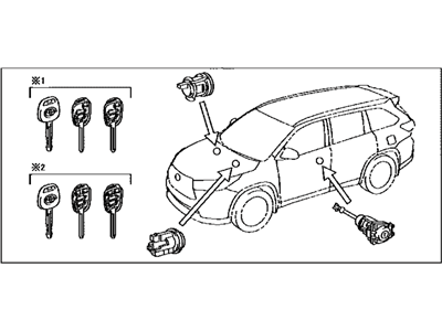 Toyota 69005-0E130 Cylinder Set,  Lock
