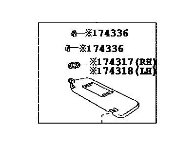 Toyota 74310-33C11-B0 Visor Assy,  RH