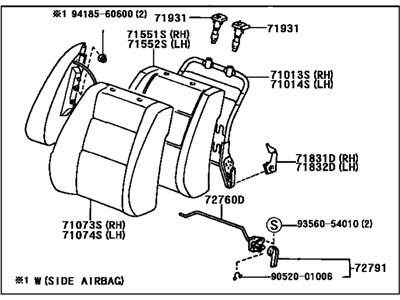 Toyota 71440-33430-B0 Back Assy,  Front Seat,  LH(For Separate Type)