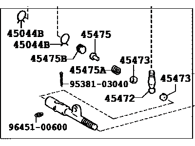 Toyota 45045-69065 Inner Tie Rod, Driver Side