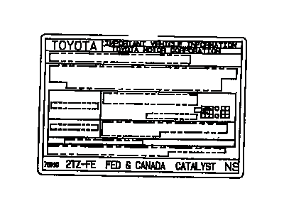 Toyota 11298-76013 Emission Label