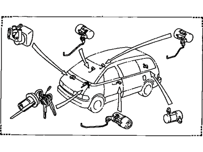Toyota 69503-95D03-04 Cylinder Set,  Lock