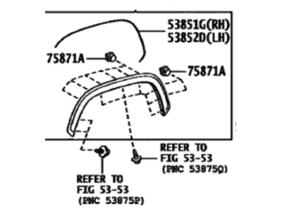 Toyota 75085-0C901 Moulding Sub-Assy,  Front Fender Wheel Opening,  RH