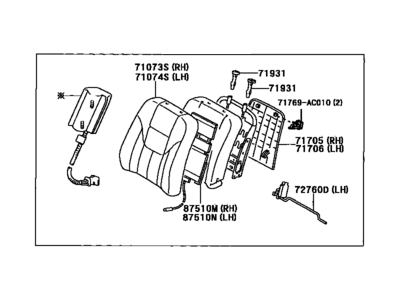 Toyota 71430-AC150-A0 Back Assembly, Front Seat, Passenger Side(For Separate Type)