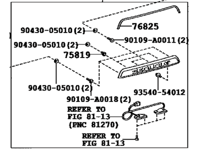 Toyota 76801-0C040-E1 Garnish Sub-Assy,  Back Door,  Outside