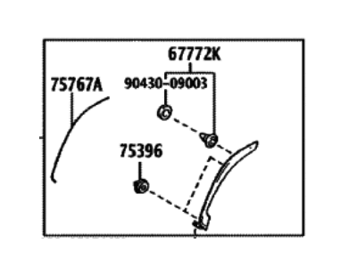 Toyota 75075-0A040 Moulding Sub-Assy,  Rear Door,  Outside RH