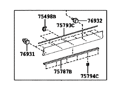 Toyota 75073-42010 Moulding,  Front Door Outside,  Lower RH