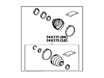 Toyota 04429-48060 Boot Kit,  Rear Drive Shaft,  In & Outboard Joint,  RH