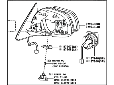 Toyota 87910-0E071 Mirror Assembly, Outer Rear View, Passenger Side