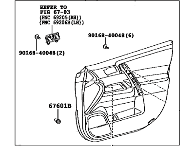 Toyota 67620-0E060-B0 Board Sub-Assembly, Front Door Trim, Driver Side