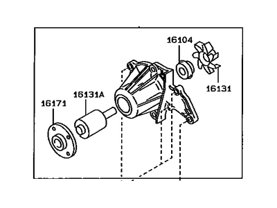 Toyota 16110-19075 Pump Assy,  Water,  W/O Coupling