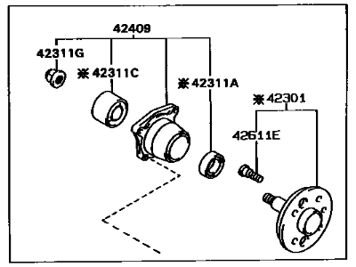 Toyota 42410-12050 Hub & Bearing Assy,  Rear Axle,  RH