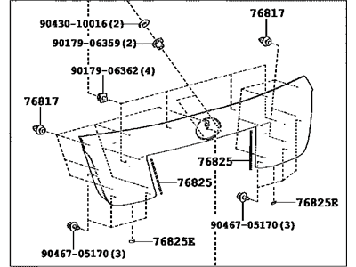 Toyota 76801-47110-G0 Garnish Sub-Assy,  Back Door,  Outside
