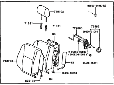 Toyota 71440-3T131-E0 Back Assembly, Front Seat, Driver Side(For Separate Type)