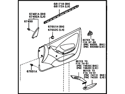 Toyota 67610-2G711-C3 Board Sub-Assembly, Front Door Trim, Passenger Side