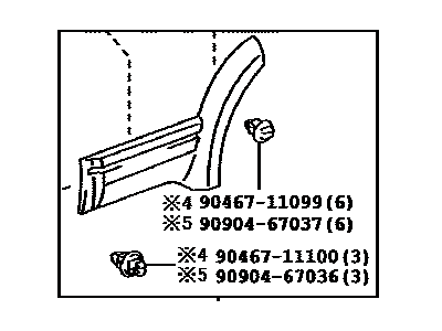 Toyota 75075-35900-B1 Moulding, Rear Door, Outside Passenger Side, Gray