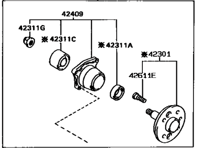 Toyota 42410-12050 Hub & Bearing Assy,  Rear Axle,  RH