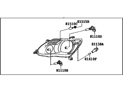 Toyota 81110-07090 Headlamp Assy,  RH