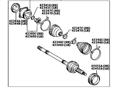 Toyota 42330-42030 Shaft Assy,  Rear Drive,  RH
