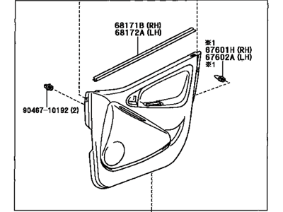 Toyota 67610-52570-B0 Board Sub-Assembly, Front Door Trim, Passenger Side