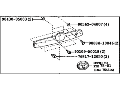 Toyota 76801-02120-J1 Garnish Sub-Assy,  Back Door,  Outside