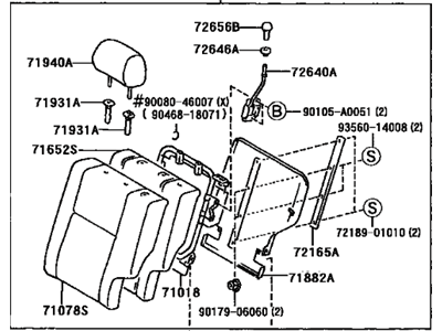 Toyota 71490-02360-B6 Back Assy,  Rear Seat,  LH (For Separate Type)