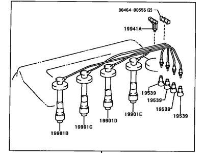 Toyota 90080-91140 Cord Set,  Coil & Spark,  W/Resistive