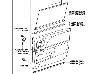 Toyota 67690-08220-E0 Board Sub-Assy,  Rear Door Trim,  LH