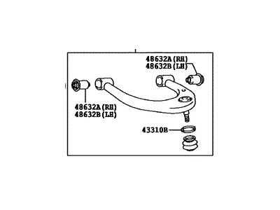 Toyota 48610-04020 Arm Assy,  Front Suspension Upper,  RH