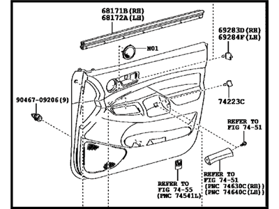 Toyota 67620-04422-B0 Board Sub-Assy,  Front Door Trim,  LH