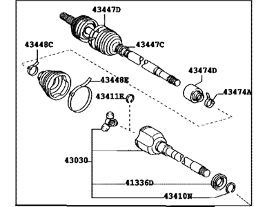 Toyota 43410-47020 Shaft Assembly, Front Drive, Passenger Side