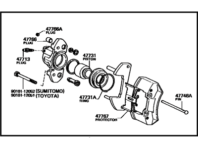 Toyota 47730-12141 Cylinder Assembly, Front Disc Brake, Passenger Side