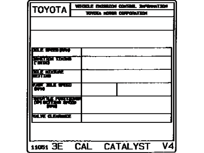 Toyota 11298-11350 Emission Label
