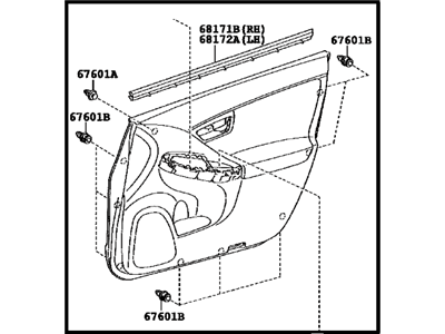 Toyota 67610-47611-G1 Board Sub-Assembly, Front Door Trim, Passenger Side