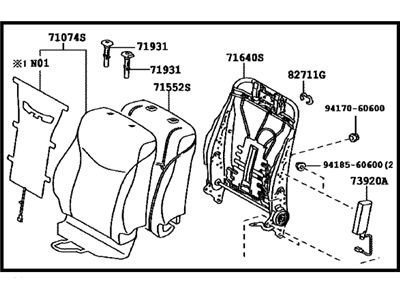 Toyota 71440-47080-B1 Back Assembly, Front Seat, Driver Side(For Separate Type)