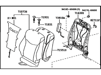Toyota 71430-47150-B1 Back Assembly, Front Seat, Passenger Side(For Separate Type)